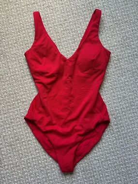 SPANX Textured Red One-Piece Swimsuit